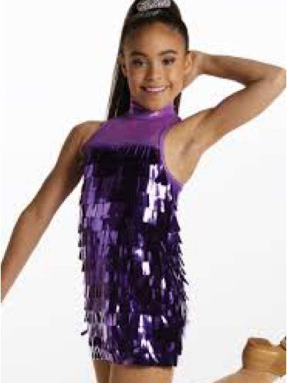 Weissman Cha Cha Heels Purple Sequin Fringe Dance Costume